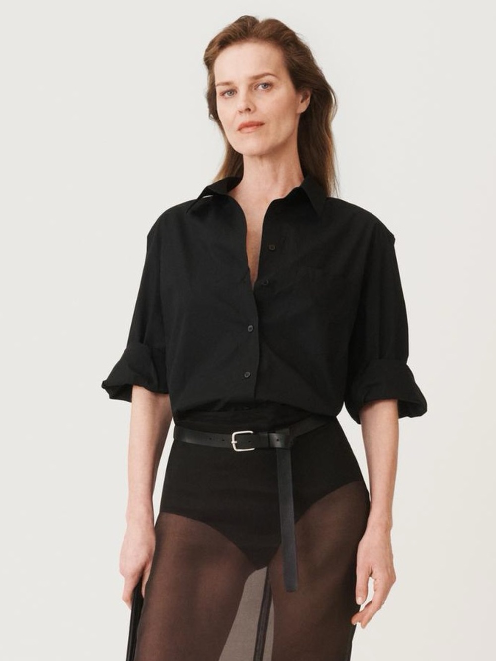 ZARA 50th Anniversary Cotton Poplin Batwing Sleeve Loose Fit Black Button Shirt